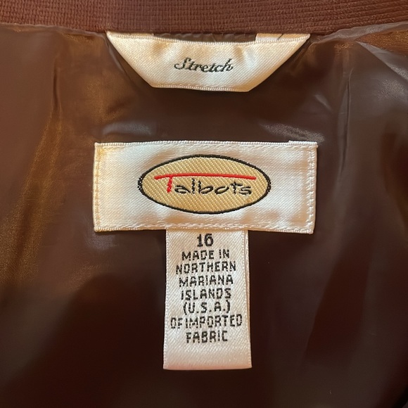 Talbots Stretch Dark Brown Short Sleeve Safari Blazer / Jacket Size 16 - Picture 4 of 6
